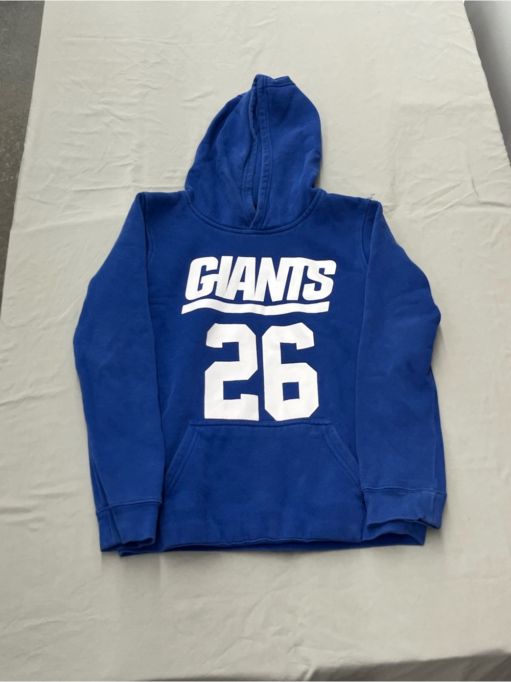 NFL Royal Blue New York Giants #26 Saquon Barkley Hooded Pullover Size 10/12